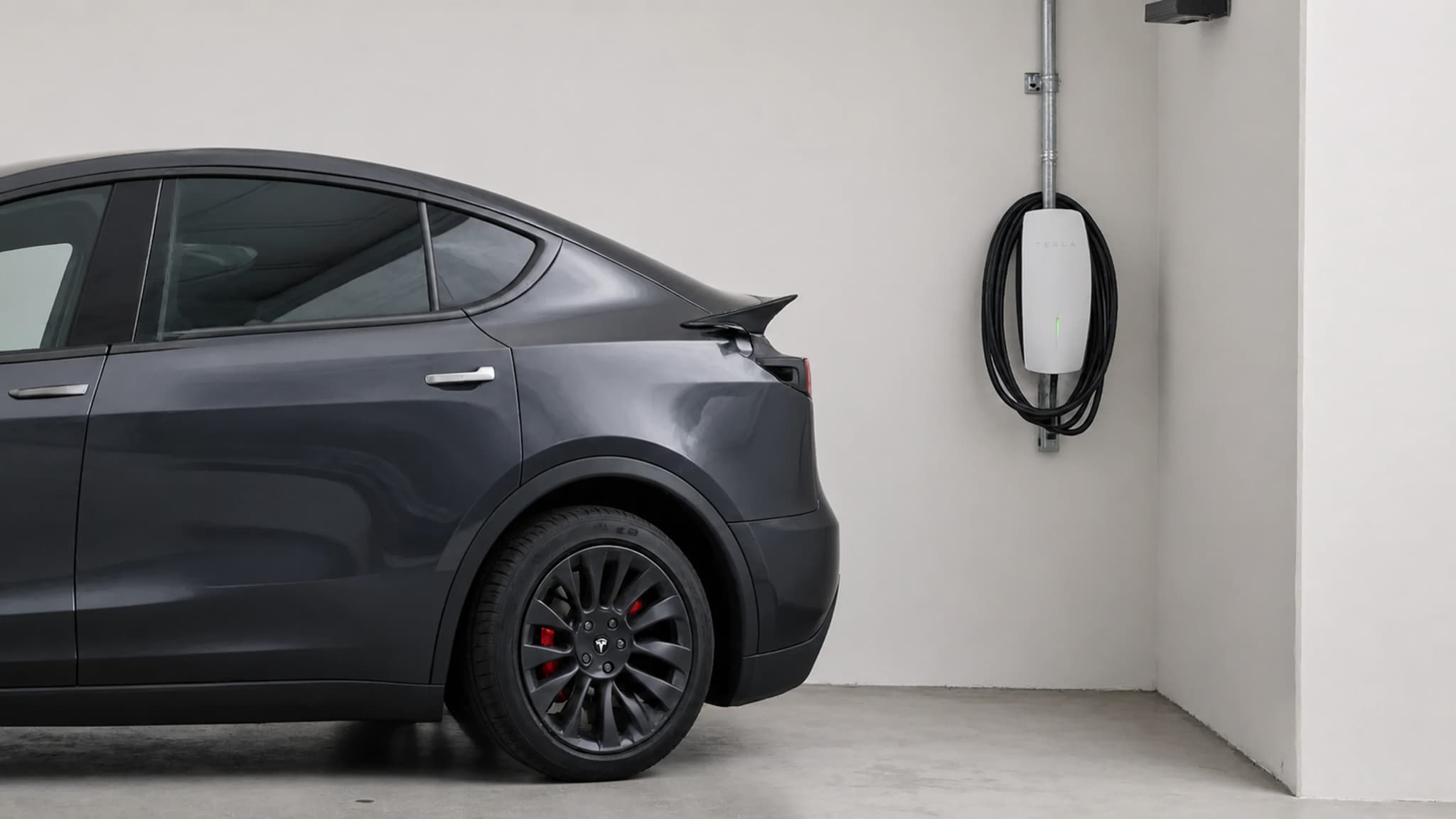 Tesla Model Y with Wall Connector